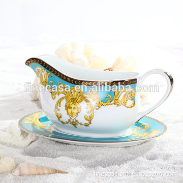 430CC Luxury Fine Hyper White Porcelain Large Gravy Boat of Sea Goddness